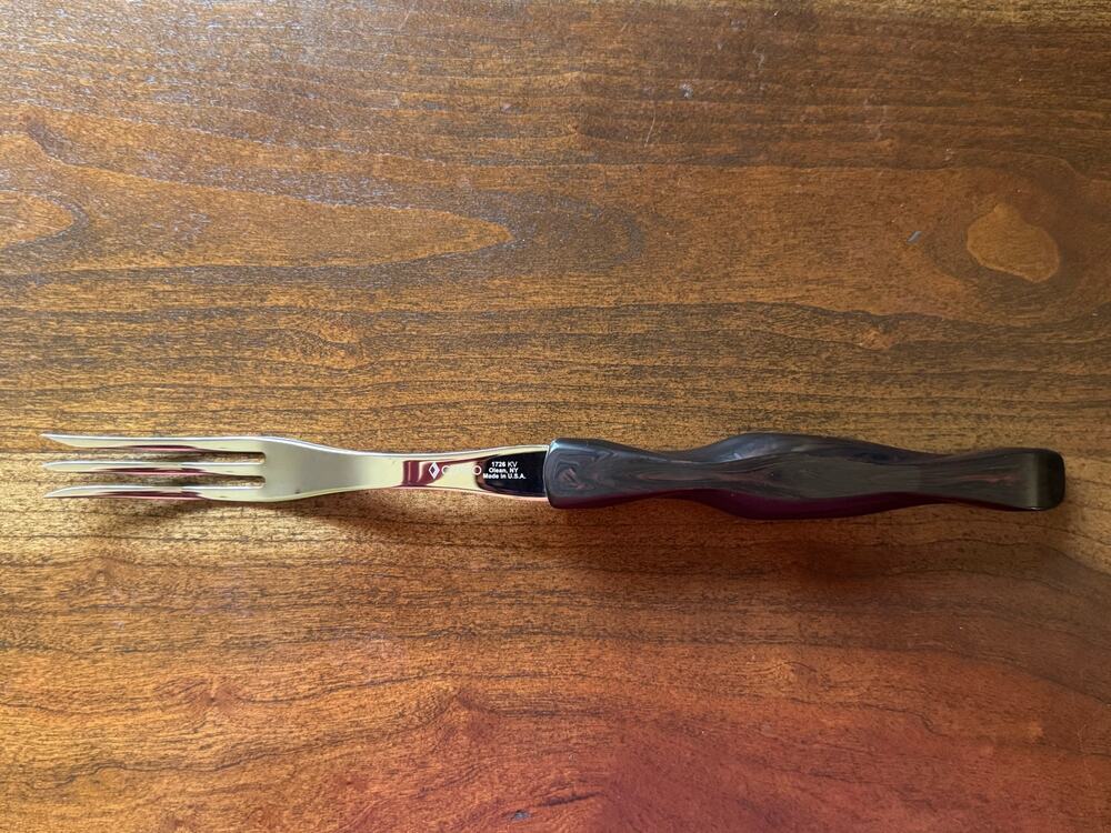 Cutco 1726 3-Prong Turning Fork Classic Dark Brown Marbled Handle USA